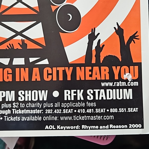 Beastie Boys, Rage Against the Machine Rhyme and Reason 2000 poster. - Picture 5 of 5